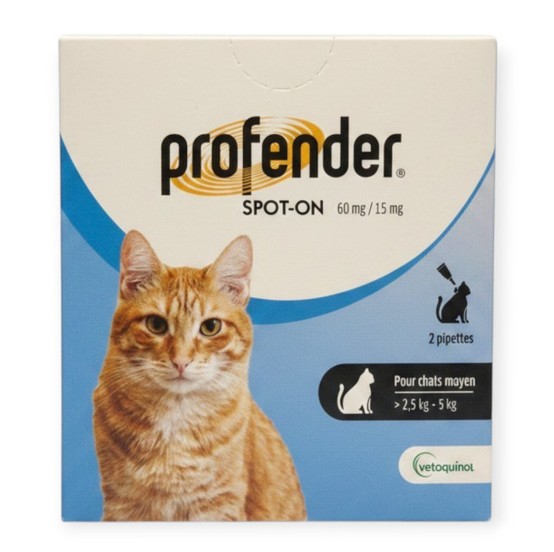 Profender Chats Moyens 2.5-5kg Spot-on 2 Pipettes